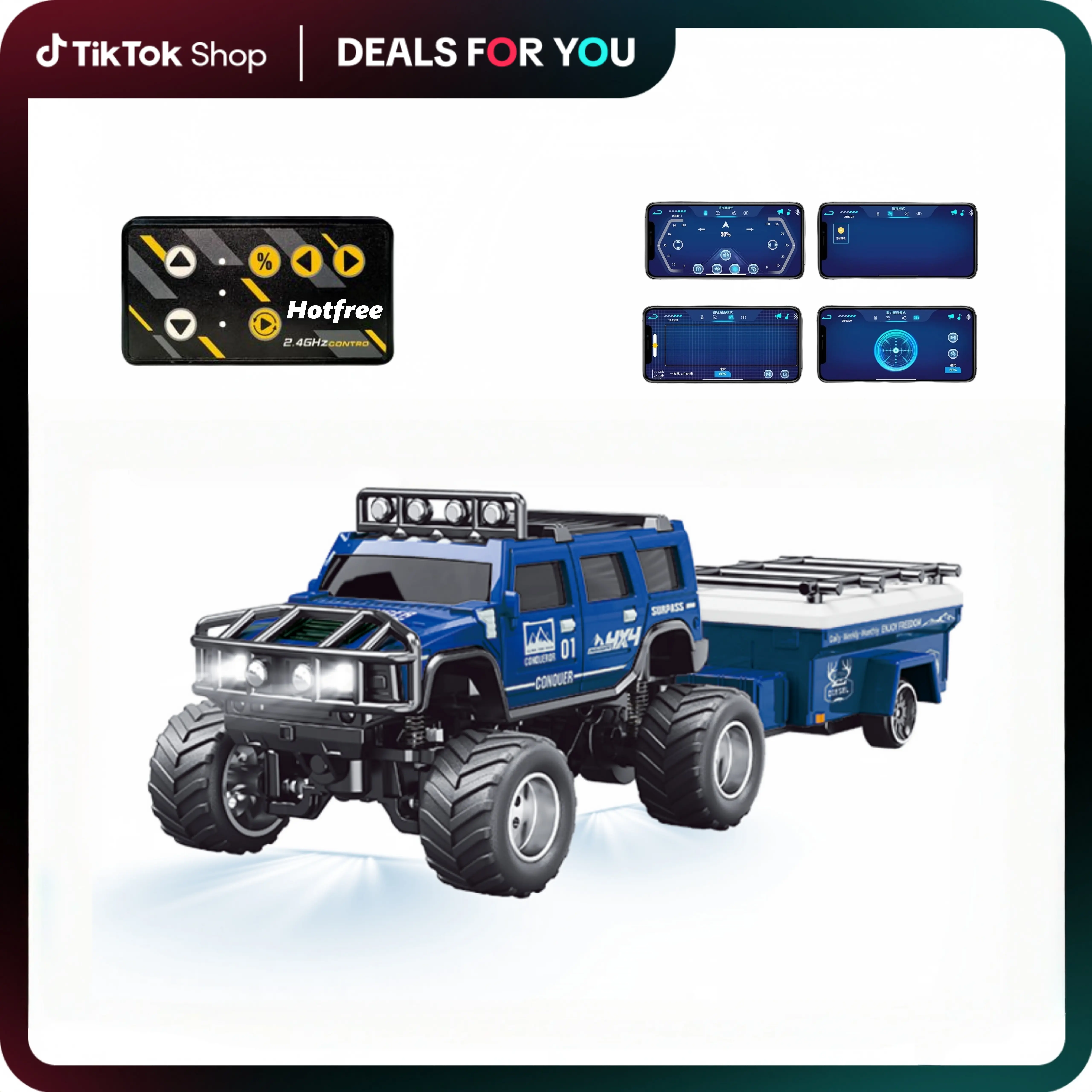 Hotfree 1/64 Mini RC Monster Truck, 2.4GHz Remote Control RC Cars, USB-C Rechargeable All-Terrain Racing Car, Ideal Birthday/Christmas Gift for Kids & Dads (Indoor/Outdoor Play)