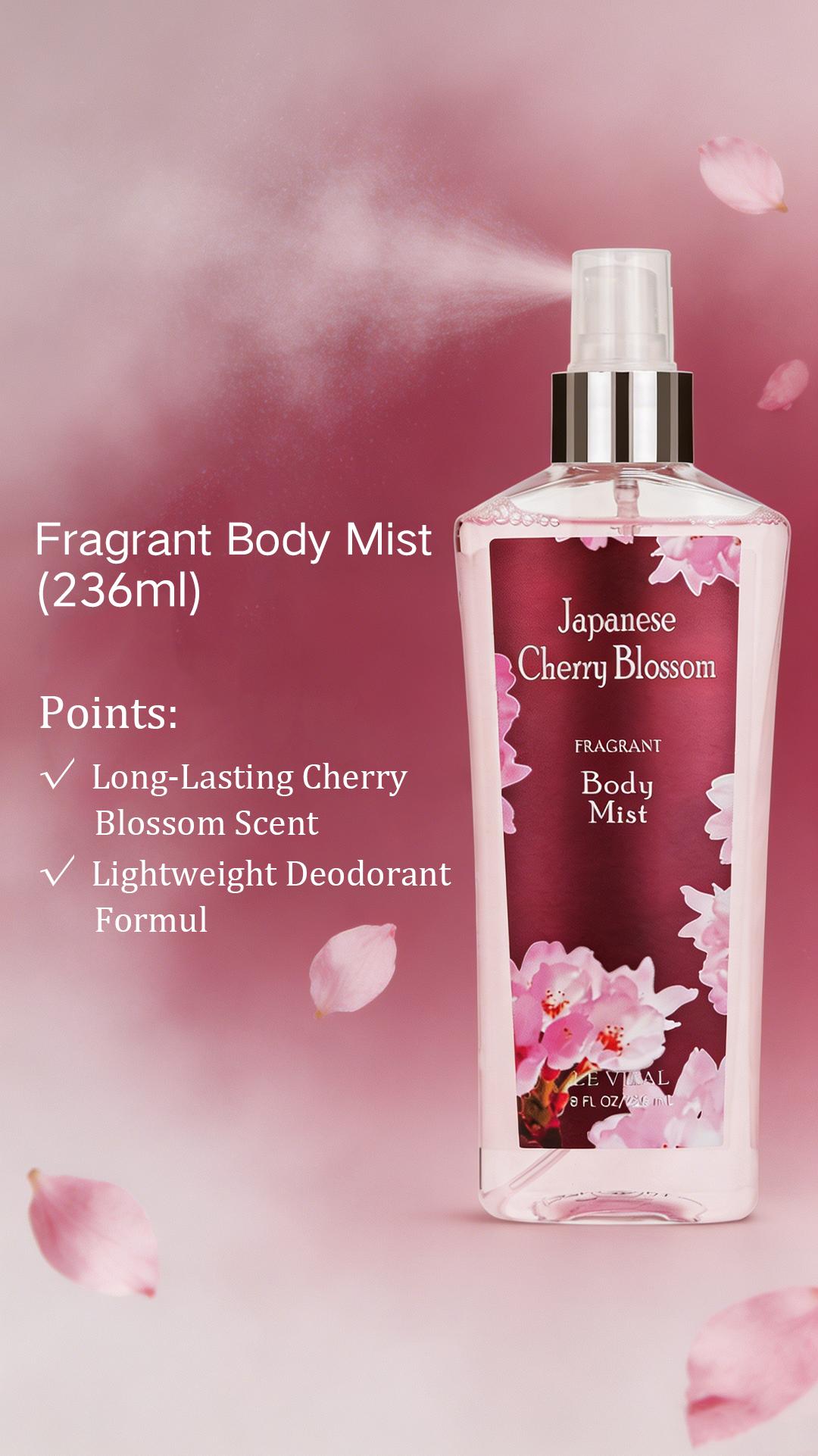 Vital Luxury Cherry Blossom Scented Bath Travel Set | 3oz Body Lotion, 3oz Body Mist | Rich Lather, All-Day Freshness, Moisturizing & Revitalizing | Ideal Gift for Mom, Wife, Sister & Girlfriend! Moisturize