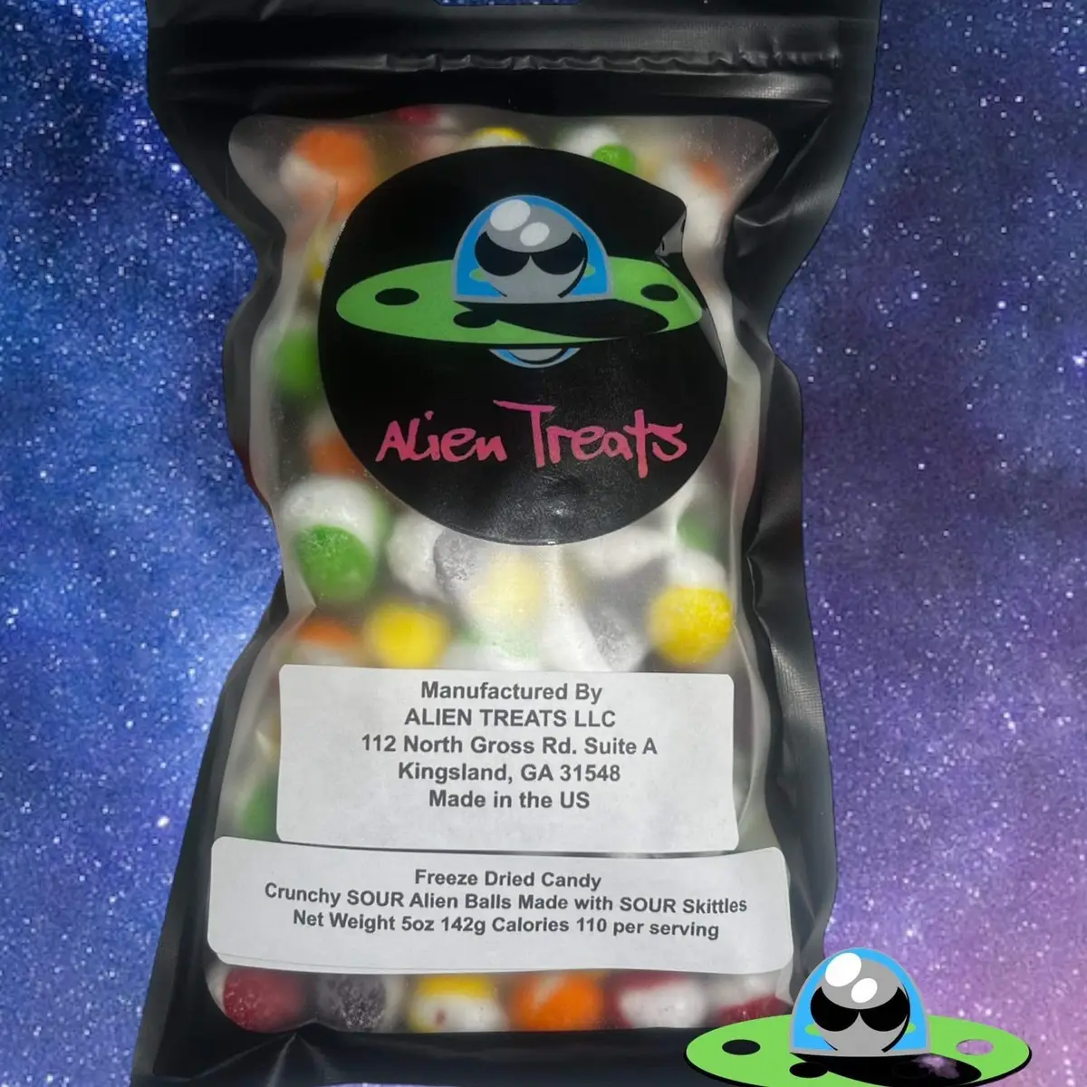 Freeze Dried SOUR Alien Crunchy Balls l 5 oz bag l Freeze Dried Candy l Sour l Fruity l Crunchy Pack
