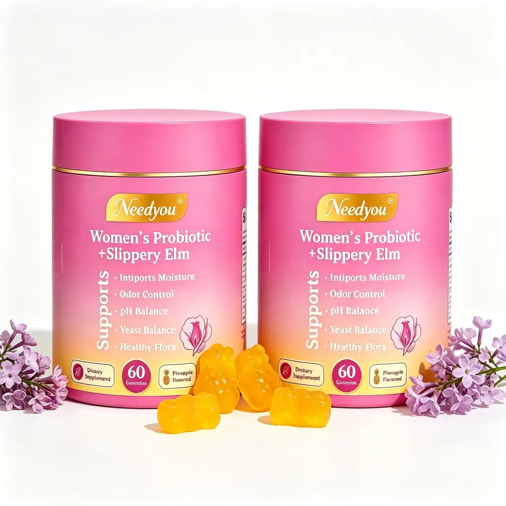 Her Juicy Feminine Probiotics Gummies - Natural Blend with Slippery Elm, Prebiotics & Lactobacillus for Intimate Flora, pH Balance & Dryness Relief, Hawaiian Pineapple 60 Counts Women’s Supplement
