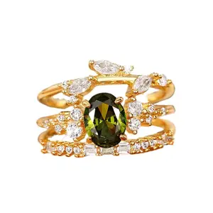 Luxury-Style Marquise Zirconia Three-Piece Ring Set| Floral Design For Elegance| Delicate & Sweet Index Finger Rings