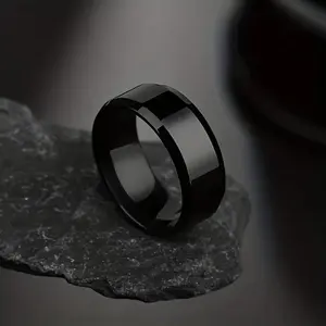 Stainless Steel Ring Classic Black Silvery and Colorful Glossy Men Rings For Men and Women 8MM Wide Simple Ring