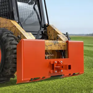 YITAMOTOR 3/8" Skid Steer Mount Plate with 2" Removable Trailer Hitch Receiver, Thick Skid Steer Plate Attachment, Universal Skid Loader Tractor Quick Attach Plate, Removable, Orange