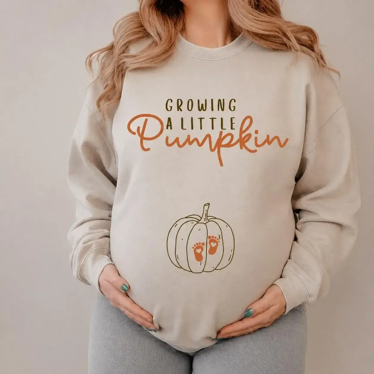 Women's Growing A Little Pumpkin Sweatshirt – Fall Maternity Shirt, Thanksgiving Pregnancy Announcement Gift