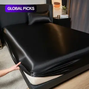 Solid Color Silky Fitted Sheet & Pillowcase Set, 2/3-Count Fitted Sheet & Pillowcase Set without Filler, Soft Comfortable Bedding Set & Room Accessory for Home, Bedroom & Hotel #GLOBAL PICKS