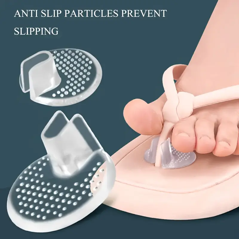 Transparent Silicone Forefoot Pads for Flip Flops, Dot Anti-slip Toe Protector, Anti-wear Half Insoles, Comfort Cushion for Thong Sandals & Clip-toe Shoes, Protector Guard, Non Slip Protector