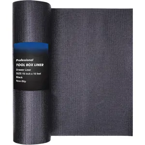 Professional Tool Box Liner and Drawer Liner,Easy Cut Non-Slip  Rubber Toolbox Drawer Liner Mat - Adjustable Thick Cabinet Liners,Black,16 inch (Wide) x 16  (Long)