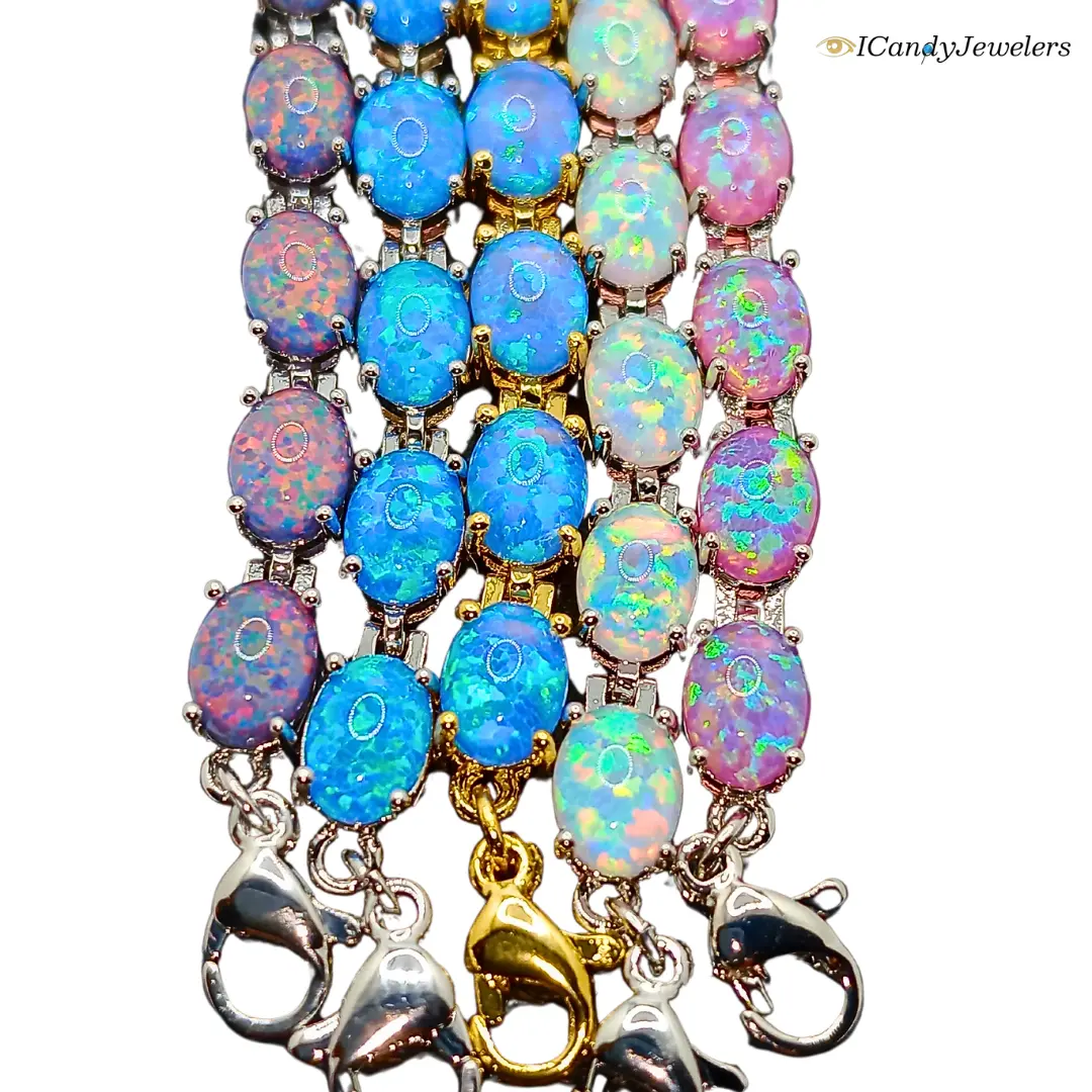 Ethiopian Black Opal Tennis Bracelet, Oval Black Opals, American Made Tariff free - Tiktok Shop Finds - Black Opal - October Birthstone - Valentines Gift