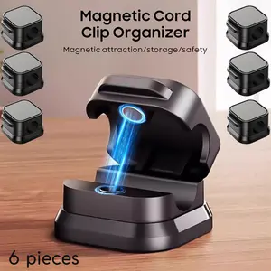6 Pack Magnetic Cable Clips Cord Holder | Adhesive Wire Keeper | Organizer for Home, Office, Phone, Car & Wall Cable Management