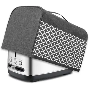 2 Slice Toaster Cover with Pockets and Top Handle, Nylon Toaster Cover Fits for  Standard 2 slice Toasters, Gray with Grid