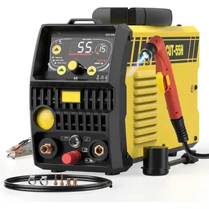 55A Plasma  Machine, High Frequency Non-  Arc Plasma  Equipment with LCD Display, 120/240V  Machine, 2T/4T Function,  Flow, 3/4" Max Cut, Ideal for Beginners
