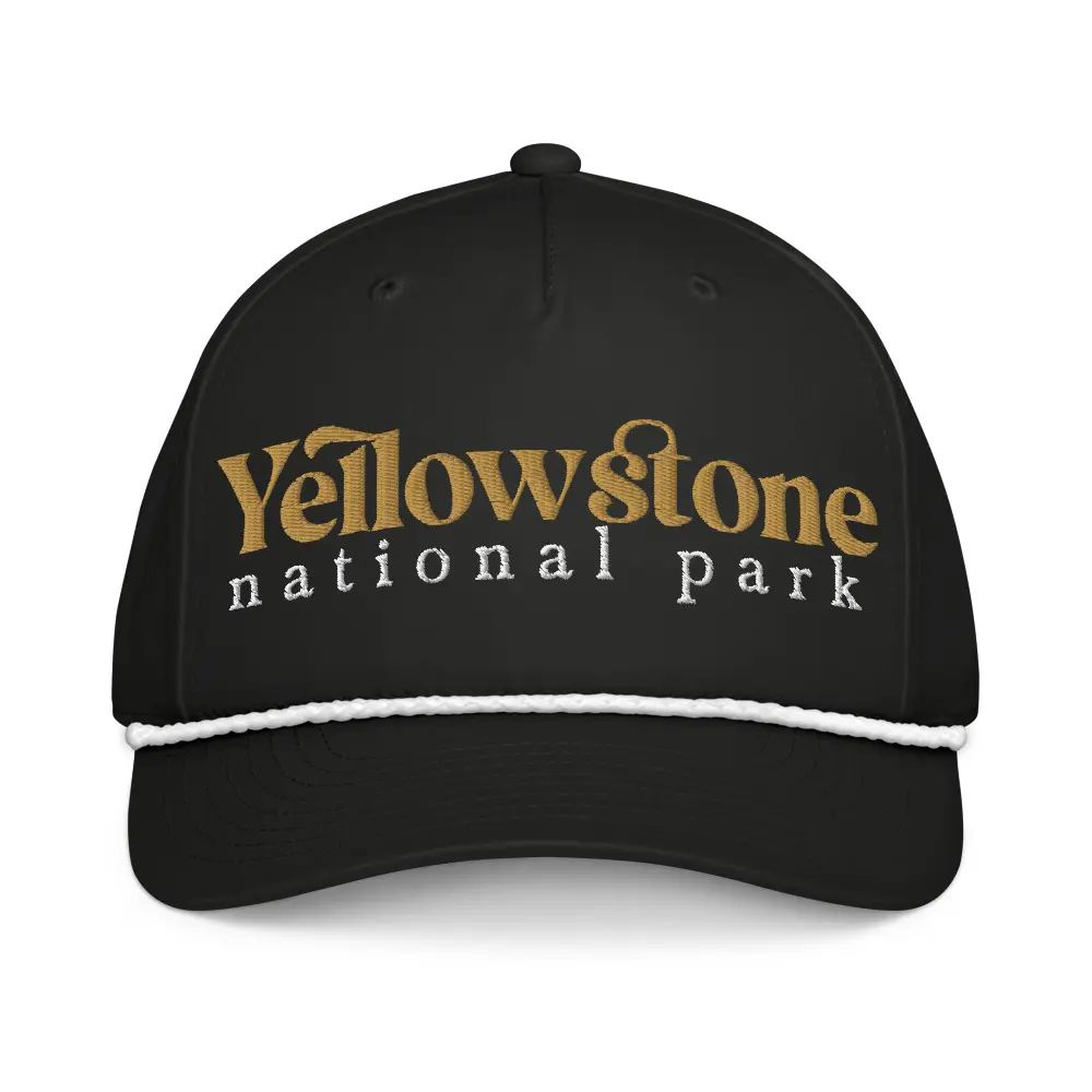 Unisex Yellowstone National Park Rope Trim Embroidered Trucker Hat, Adjustable Retro Cap