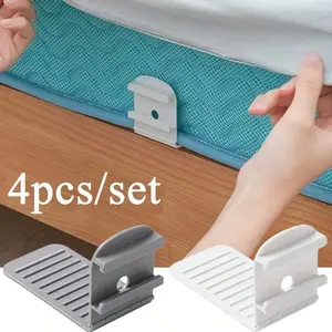 4pcs Heavy-Duty Bed Sheet Fixators - Invisible Bed Sheet Grippers with Non-Slip Design, Mattress Compatibility, Durable PP Material - Secure Fit for Hotel, Home, or Gift Giving - Easy to Clean (Grey), Hotel Bedding Supplies, Seamless Design, Highquality