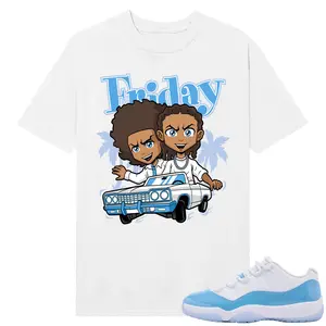 Unisex T-shirt To Match Sneakers Jordan 11 Low University Blue - Friday x Boondocks Parody. 100% Cotton for Casual Wear. Comfortable Summer Unisex T-Shirt to match Jordan Sneaker. Streetwear Style. urban outfitters