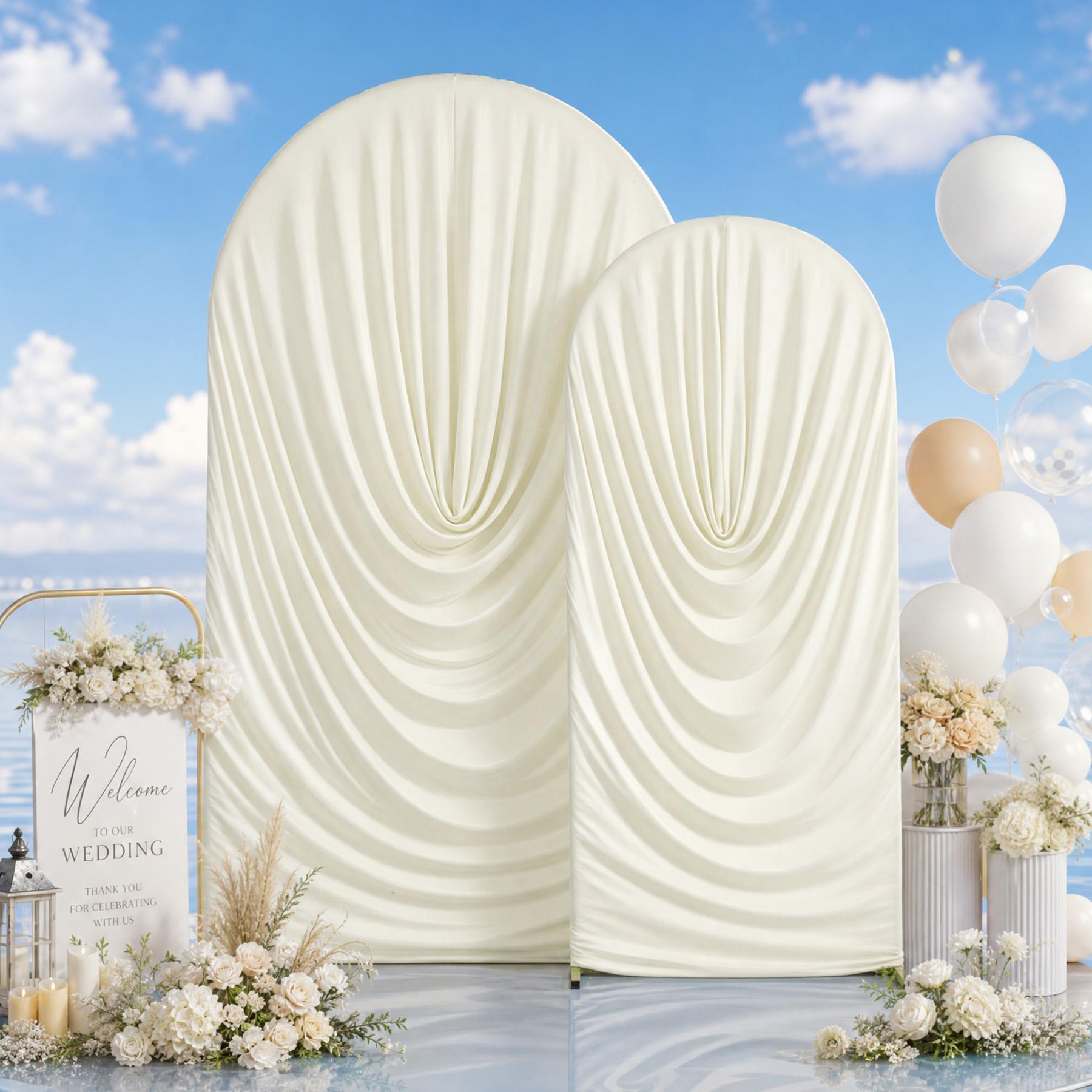 Draped Arch Backdrop Cover, Stretchy Fabric Cover for Wedding Arch, Balloon Arch & Photo Backdrop Decoration, Elegant Draping Curtain for Birthday, Graduation, Baby Shower & Party Decor (Arch Stand Not Included)