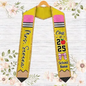 Personalized Teacher Graduation Stole, Custom Graduation Stole Class Of 2025, Teacher Pencil Graduation Sash, Teacher Appreciation Gift