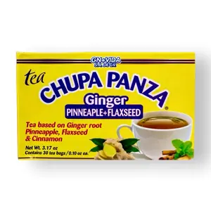 Chupa Panza GN+Vida – Detox Tea | 30 Tea Bags (3.2 oz) – Ginger, Pineapple, Flaxseed, Cinnamon / Té Herbal GN+Vida Chupa Panza – 30 Bolsitas – Jengibre, Piña, Linaza y Canela