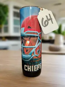 #64 Chiefs BPA Free Portable Washable Reusable Tumbler Cup Mug with Bold Helmet Graphic for Chiefs Fans Coffee Tea Drinkware Bottle Water Bottles - Bottled