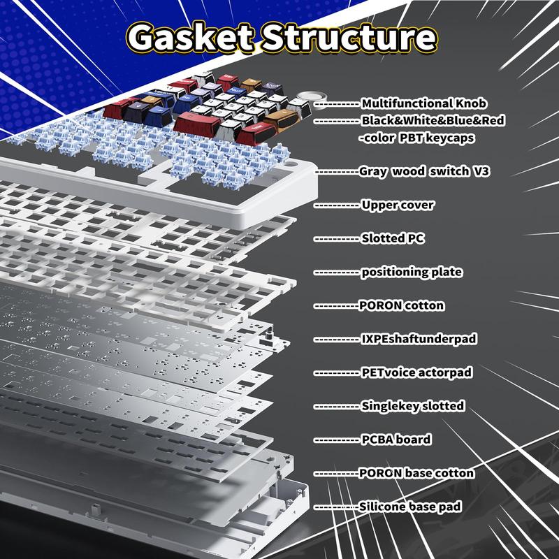 Aula F99PRO/F99/F75/F106PRO Wireless Gaming Keyboard with 8000mAh Battery, Hot Swappable Creamy Keyboard, 2.4GHz/Type-C/BT5.0 ( Graywood & Vector switches & Reaper Switch&Blaze Switch)