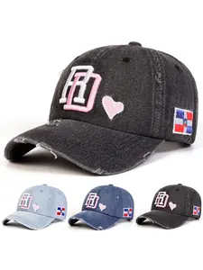 Unisex Denim Baseball Cap with Hole Design, Adjustable Sun Protection Hat for Spring & Fall, Casual Outdoor Travel Beach Vacation