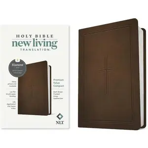 NLT Premium Value Compact Bible, Filament-Enabled Edition (Leatherlike, Dark Brown Framed Cross) by Tyndale