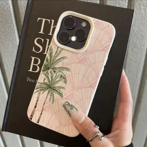 This coconut palm pink seashell soft case boasts a simple, sophisticated, and stylish look. It's suitable for iPhone 14 Pro Max, Apple 13, XS Max, and other couples. A new style for men and women, it offers full coverage for 13 and 15 Pro phones.