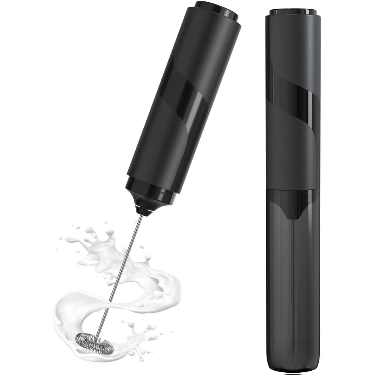 Milk Frother Handheld with Cover, Battery-Operated Electric Foam Maker Frother Wand, Whisk Drink Mixer & Foamer for Coffee, Latte, Matcha, Hot Chocolate