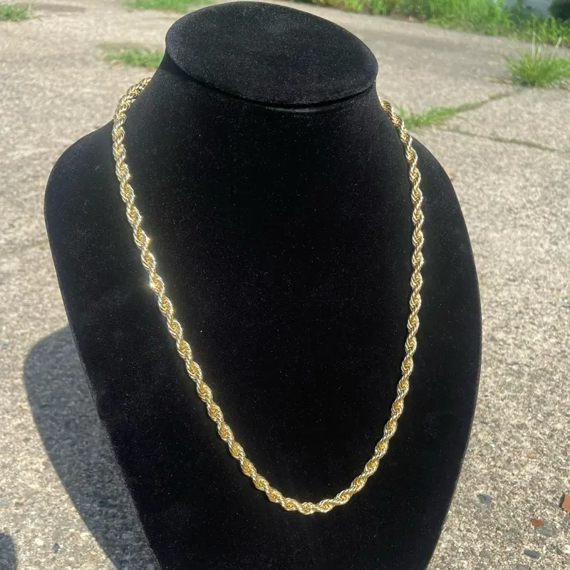 14k Gold Layered Rope Men’s Women’s Chain 24in 6mm