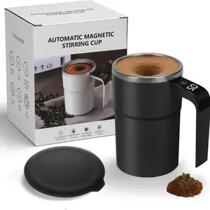 Self-Stirring Coffee Mug, Automatic Magnetic Stirring Cup with Temperature Display, USB Rechargeable Stirring Cup for Coffee, Tea, Hot Chocolate, Gift