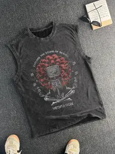 Vintage Cotton Men’s Sleeveless Tank Top, Casual Style Round Neck for Summer Fashion, Lightweight and Comfortable Summer Wear