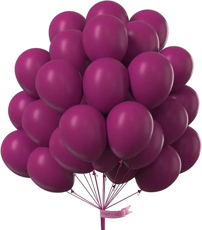 PartyWoo 50pcs 12 In Elegant Dark Purple Grape Rubber Decorative Balloons, Vibrant Hue Dark Magenta Plum Latex Helium Balloons for Baby Shower, Graduation Party Decorations Purple-F13, Celebration
