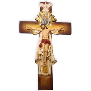 Santisima Trinidad Cruz 16" inches Tall Cafe Santo Estatua St Holy Trinity Father Son and da Holy Spirit Brand New  Dove Jesus Religious Decor Cross Crucifix Crucifijo For Wall Ornaments