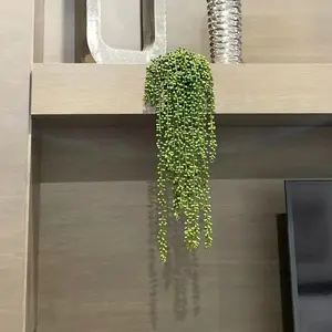 4-Piece Artificial Succulent Hanging Plants Fake Pearl String Potted Plant Wall Decor, Indoor Outdoor Decoration