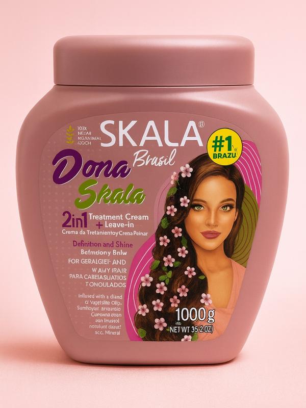 1 Pack SKALA Dona Hair Cream 1000g - 2-in-1 Treatment Cream with Sunflower Oil for Straight Hair Care - Vegan, Paraben-Free, Nourishing Formula