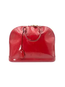 Pre-owned Louis Vuitton leather Tote Bags Alma Red Monogram Vernis Handle Bag LV2680