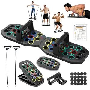 Multifunctional Push-Up Board + Resistance Bands Set, Home Gym Exercise Equipment, Chest Muscle Trainer, Strength Training Device, Functional Fitness Equipment, Strength Workout Equipment, Home Gym Gear, Work Out Equipment For Home Gym