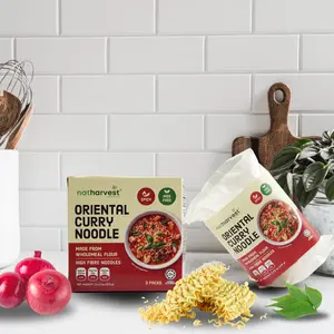 Natharvest Oriental Curry Noodle, Wholemeal Fiber, Spicy, 11.11 oz (3 pieces a box), a pack of 3
