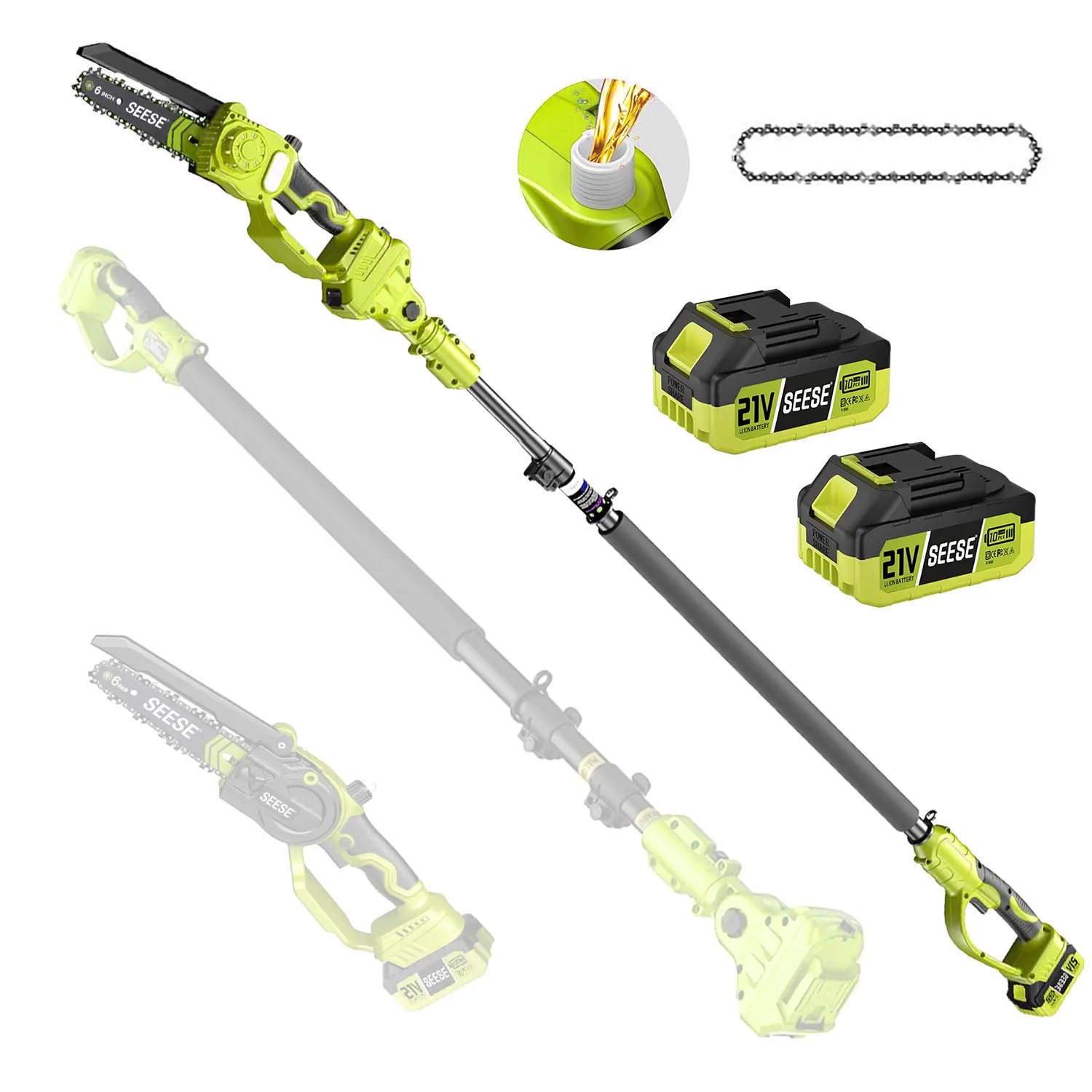 6 Inch Pole Chainsaw(Oil System 2*21V Battery)