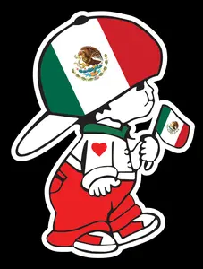 Mexican Boy Decal Car Window Vinyl Sticker Mexico flag with boy Sticker Monito Mexicano decal