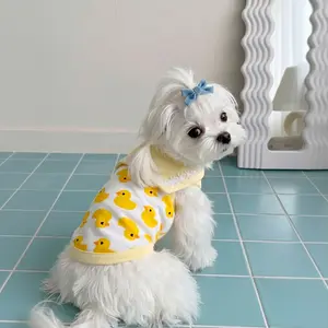 Pet Dog Duck Pattern Collar Vest, Lightweight Sleeveless Clothes, Lace Trim Cute Small Puppy Dogs Cats Daily, Spring Summer