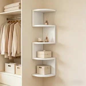 Creative Corner Shelf, Wall-Mounted Storage Rack, Multi-Layer Wood Plastic Triangle Stand, Nordic Style Living Room Bookshelf, Space-Saving Organizer