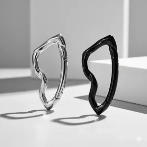 BeadBreath 2Pcs Abstract Shape Stainless Steel Carabiners, Minimalist Belt Loop Clips, Everyday Fashion Keychains for Men & Women
