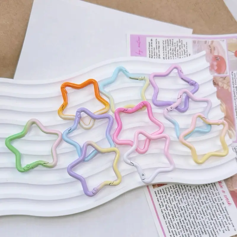 Two Color Star Keychain Ring Carabiner in Pastel Colors for Versatile Use and Stylish Accessory