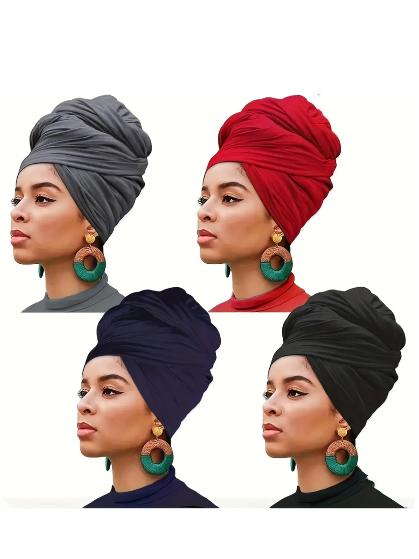 Bohemian Pleated Headscarf Hats Turban Hijab, Head Scarf Turbans, Super Soft Breathable Extended Headband, Breathable Head Wrap, Multi-Color Options, Versatile Hair Accessories for Parties & Daily Wear
