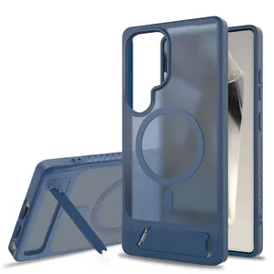 for Samsung Galaxy S26 S25 Edge S24 S23 Ultra 5G Case High Quality for Magsafe Magnetic Adjustable Phone Stand Back Cover Hard PC & Soft TUP Edge Heavy Duty Anti-Drop Protective Cases