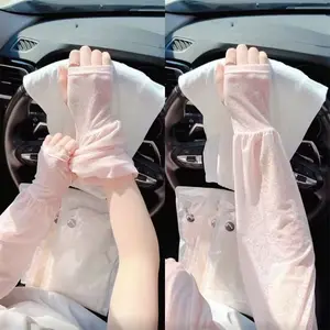 Fairy-Style Ice Silk Lace Sun Protection Sleeves for Women Lightweight Breathable Perfect for Summer Driving Comfortable Sun Protection