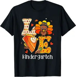 Teacher Turkey Thanksgiving Love Kindergarten Teacher Life T-Shirt - Jenniferlau Shop 57B0BFM7P747