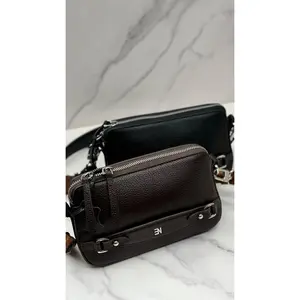 Small Black Bag with Silver Hardware and Long Strap