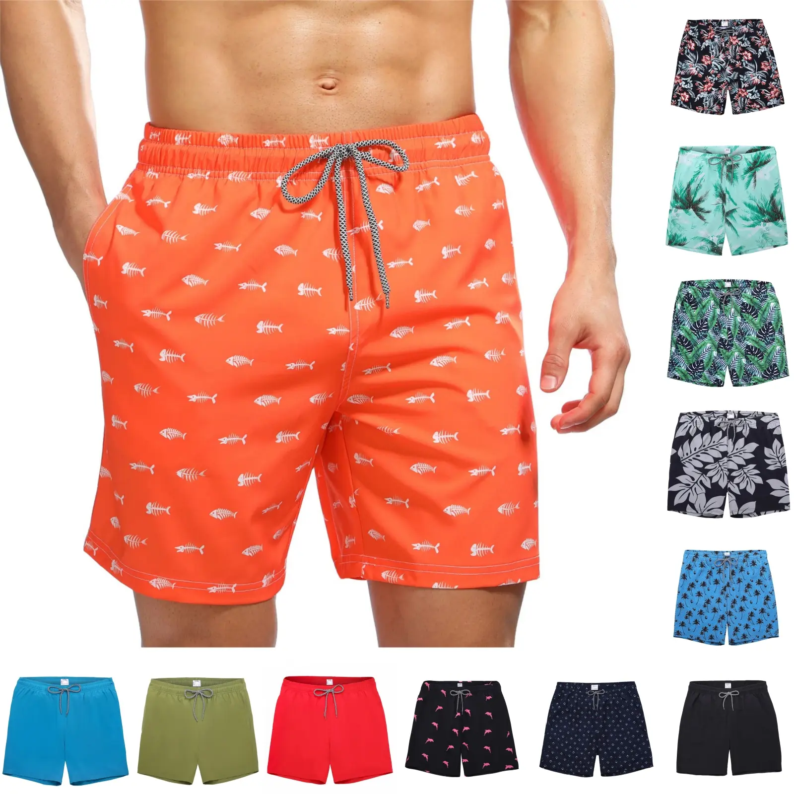 Men's Quick-Dry Stretchy Swimming Trunks - Mesh Layer, Pockets, for Sports & Outdoor Activities, Men's Swimming Trunks, Beach Trunks