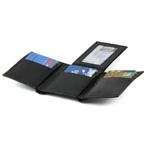 Trifold Leather Wallet with Flip Up ID
